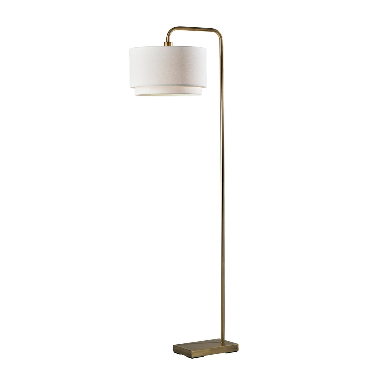Adesso Brinkley Antique Brass White Fabric Floor Lamp