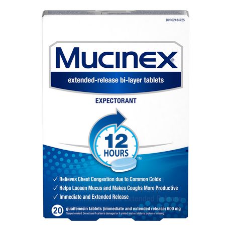 Mucinex Chest Congestion Guaifenesin 600 Mg Tablets Expectorant, 20 Count