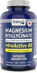 Naka Platinum Magnesium Bisglycinate Complex, 200mg PURE Elemental Magnesium each capsule, Superior Absorption, Made in Canada (300 vcaps (Pack of 1))