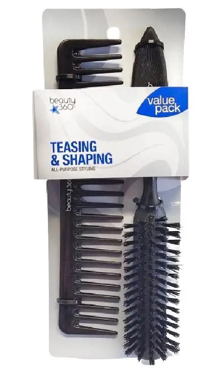 Beauty 360 Teasing & Shaping All-purpose Hairbrush & Comb Set