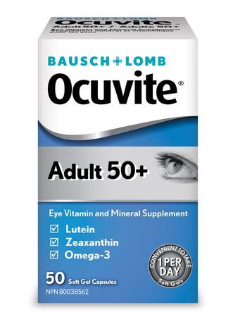 Bausch & Lomb Ocuvite Adult 50+ Eye Vitamin and Mineral Supplement 50 Soft Gel Capsules
