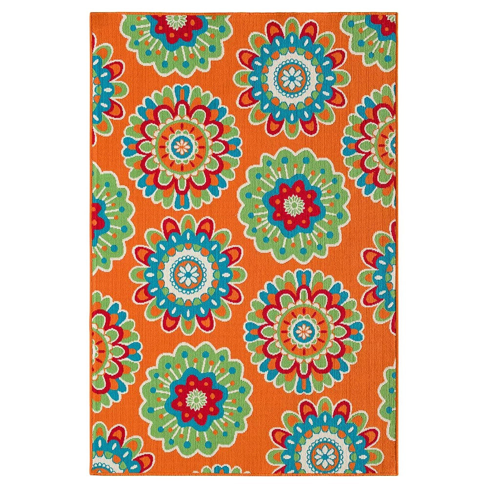 Sonoma Goods for Life® Floral Medallion Indoor / Outdoor Area or Throw Rug, Orange (8Ft x 10ft)
