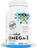 PlantVital Omega 3 - Fish Oil Capsules 1250mg - 240 Softgels