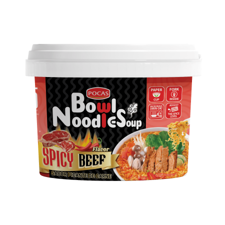Pocas Bowl Noodle Soup, Spicy Beef, 3.17 Ounce
