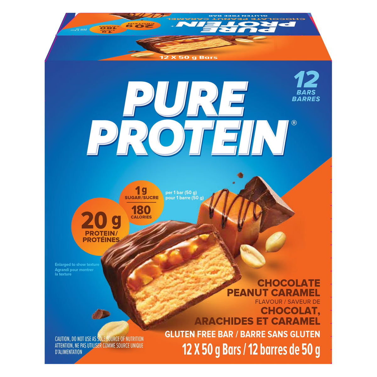 Pure Protein Chocolate Peanut Caramel Protein Bars, 12 bars