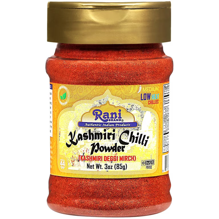 Rani Kashmiri Chilli Powder (Deggi Mirch Low Heat) Ground Indian Spice 3oz (85g) PET Jar
