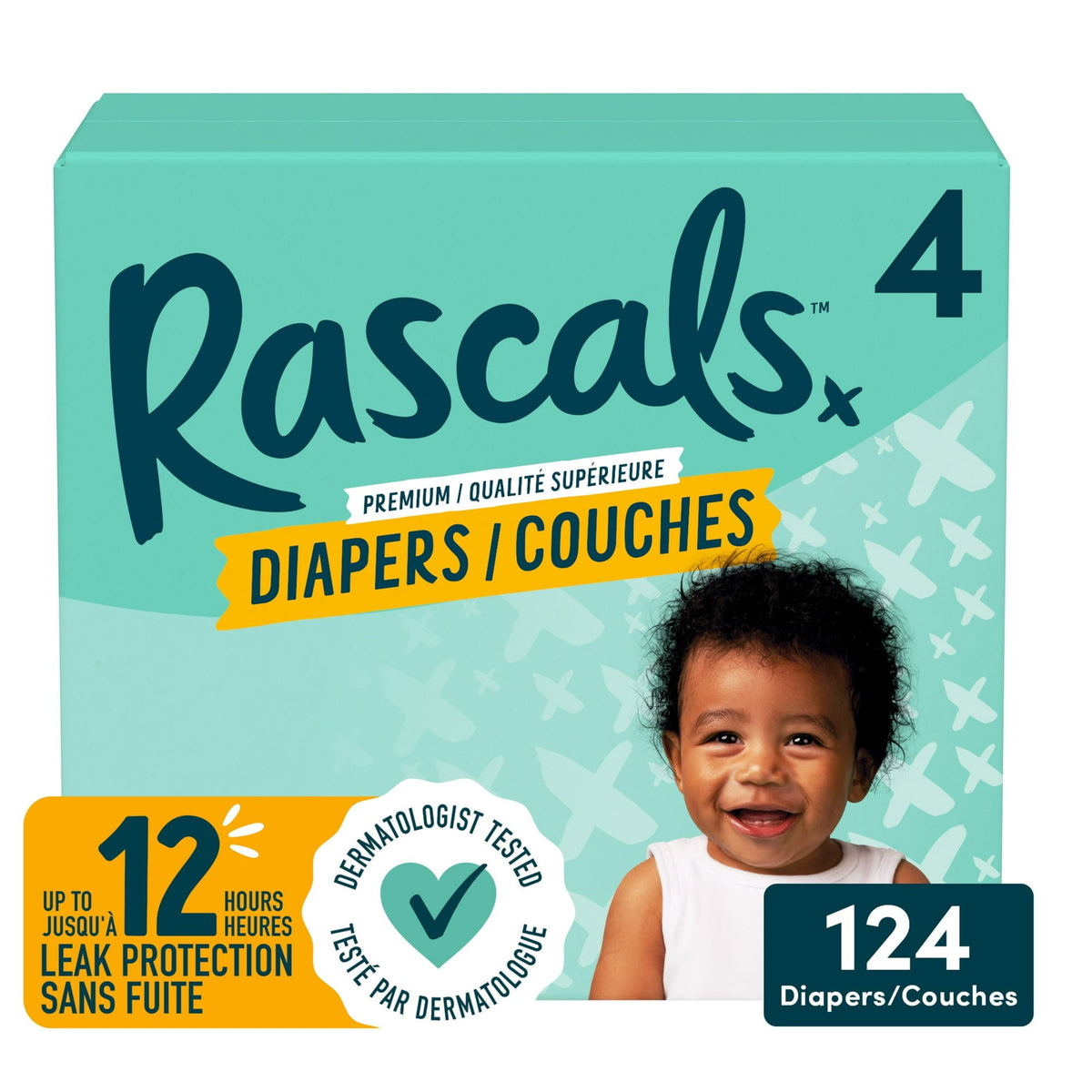 Rascals Diapers Size 4, 124 Diapers