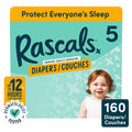 Rascals Premium Absorbent Baby Diapers, Size 5, Mega Carton, 160 Count