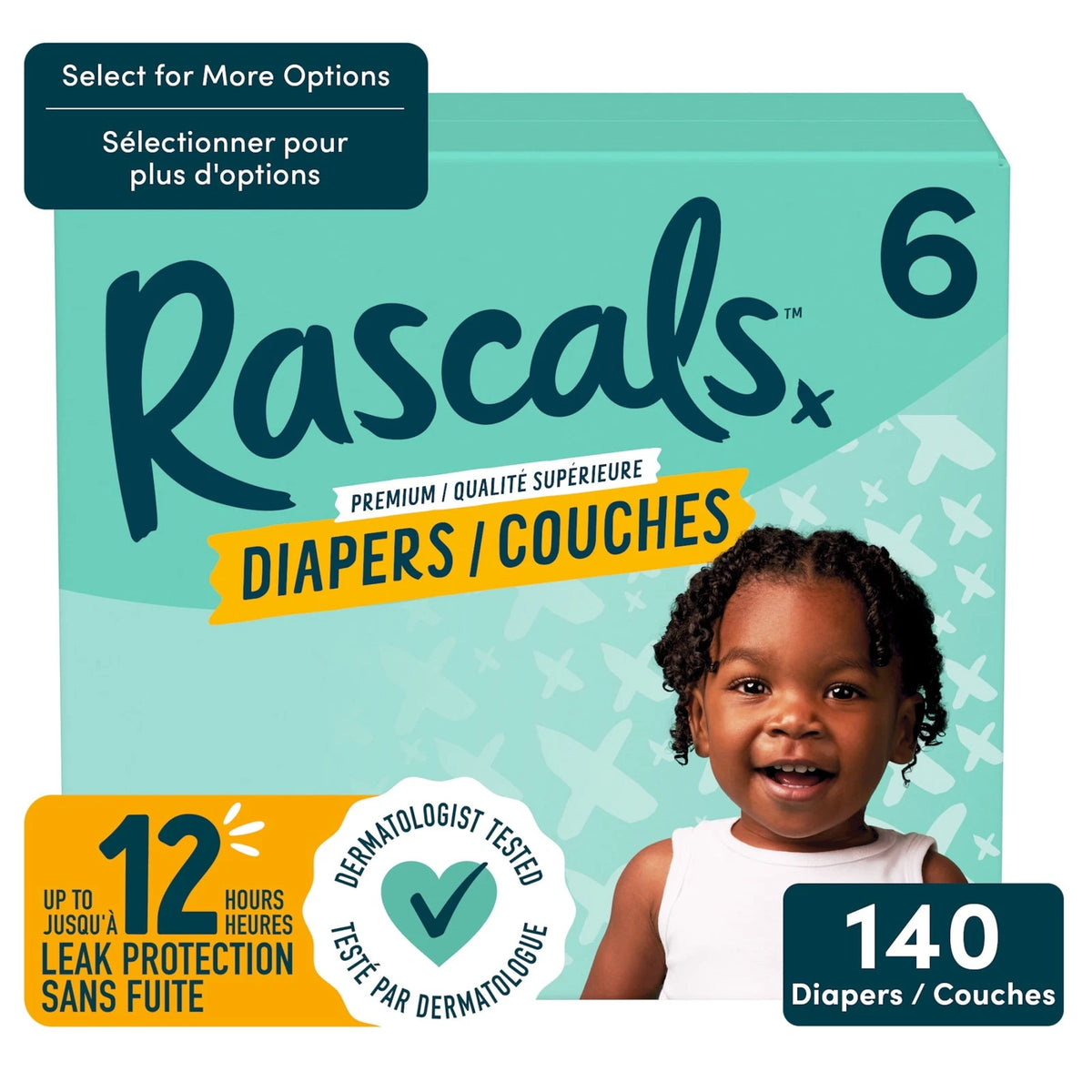 Rascals  Baby Diapers Size 6, Mega Carton, 140 Count
