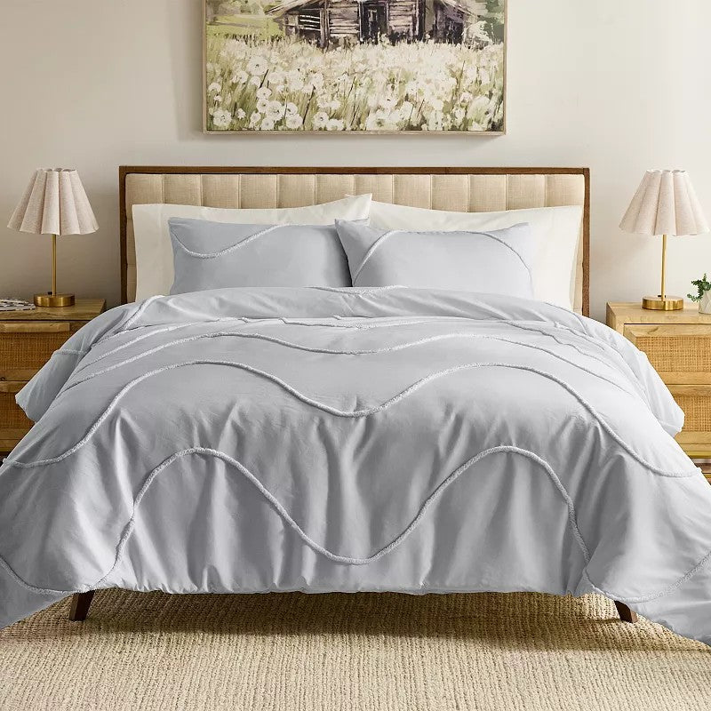 Sonoma Goods for Life® Tufted Wave Supersoft Comforter Set, Gray