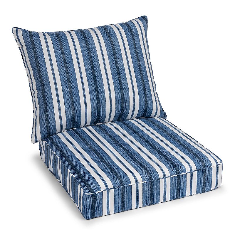 Sonoma Goods for Life® Indoor / Outdoor Deep Seat Cushion 2-piece Set, Blue Stripe