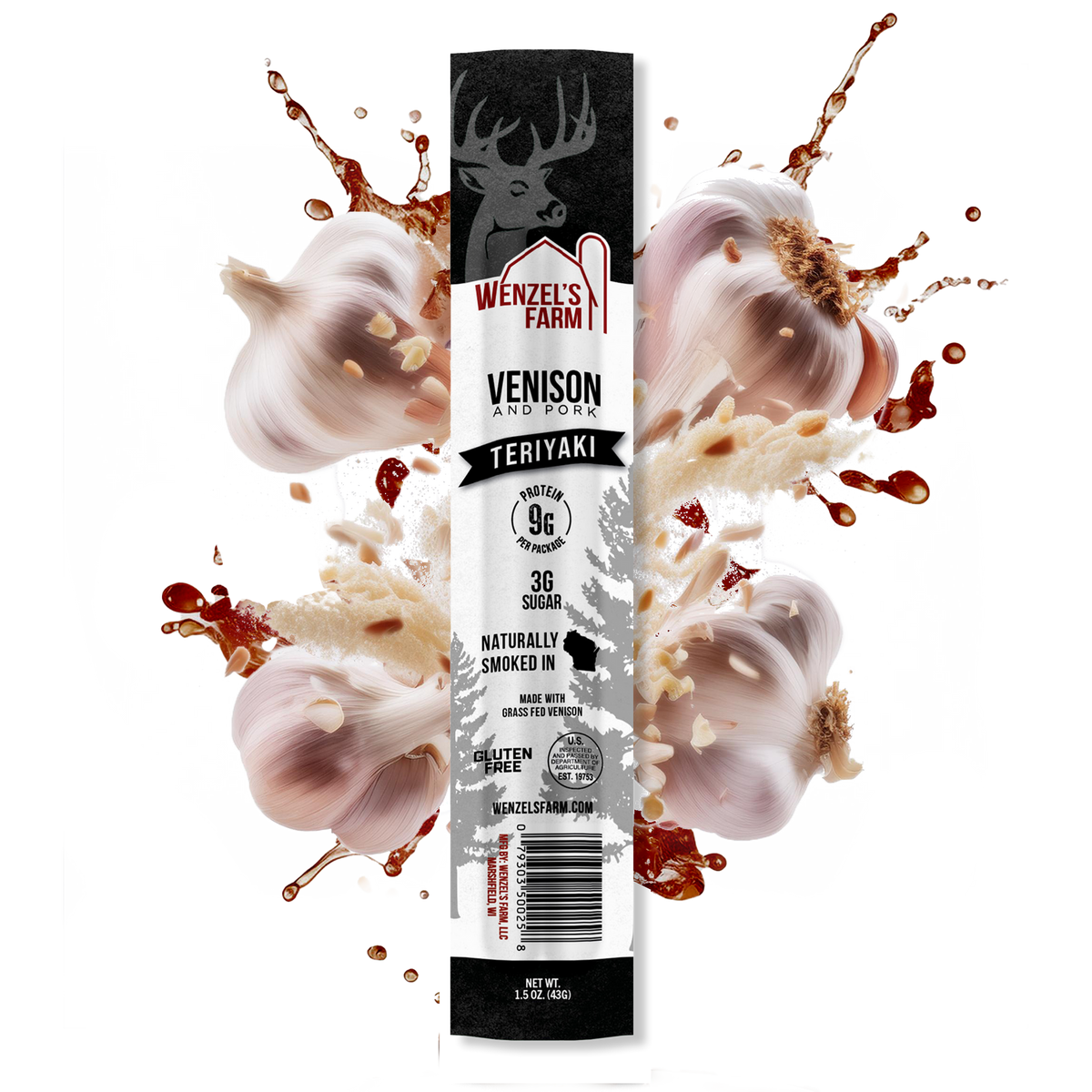 Wenzel's Farm Venison and Pork Stick Teriyaki 43g