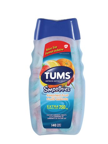 Tums Extra Strength Smoothie Antacid for Heatburn Relief Assorted Fruit