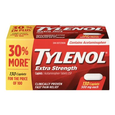 Tylenol Extra strength acetaminophen 130x500 mg