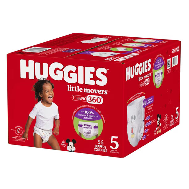 Huggies Little Movers Huggfit 360° Baby Diapers , Size 3-7, Count 76-44