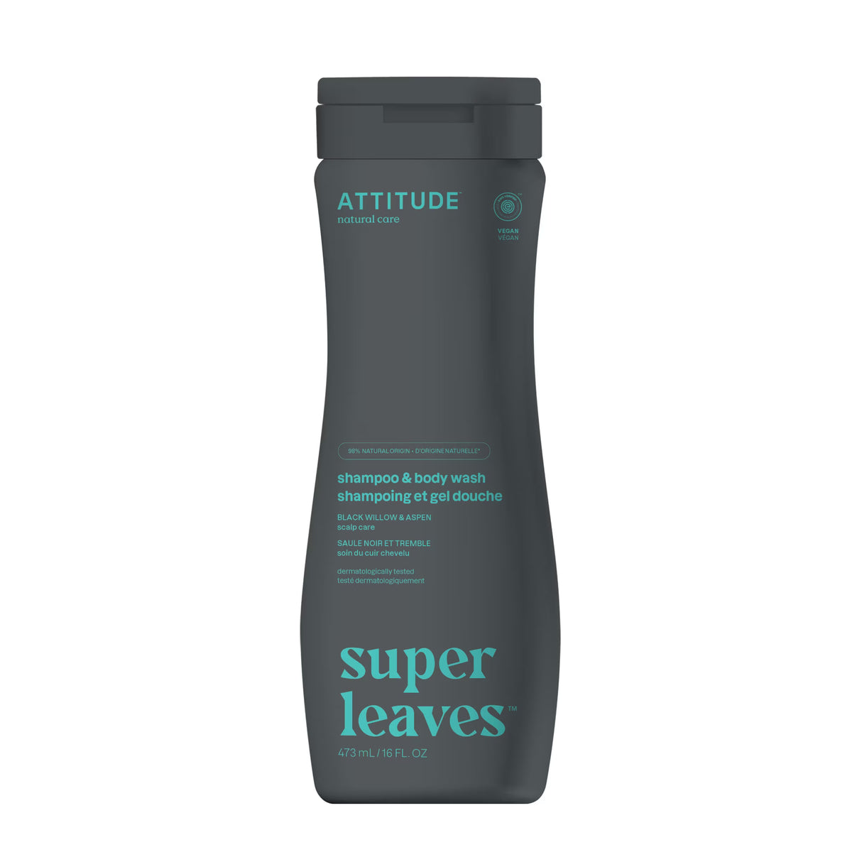 ATTITUDE 2in1 Shampoo and Body Wash Black Willow and Aspen, 473 mL