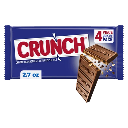 CRUNCH Milk Chocolate and Crisped Rice Share Size Candy Bars Share Pack 2.7 Oz