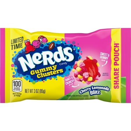 NERDS Gummy Clusters Candy Cherry Lemonade Crunchy and Gummy 3 Oz