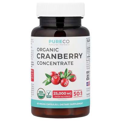 Pure Co., Organic Cranberry Concentrate, 60 Vegan Capsule