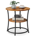 "VASAGLE Side Table, 2-Tier Round End Table, Nightstand with Steel Frame for Small Spaces, Living Room, Bedroom, Rustic Brown and Ink Black "