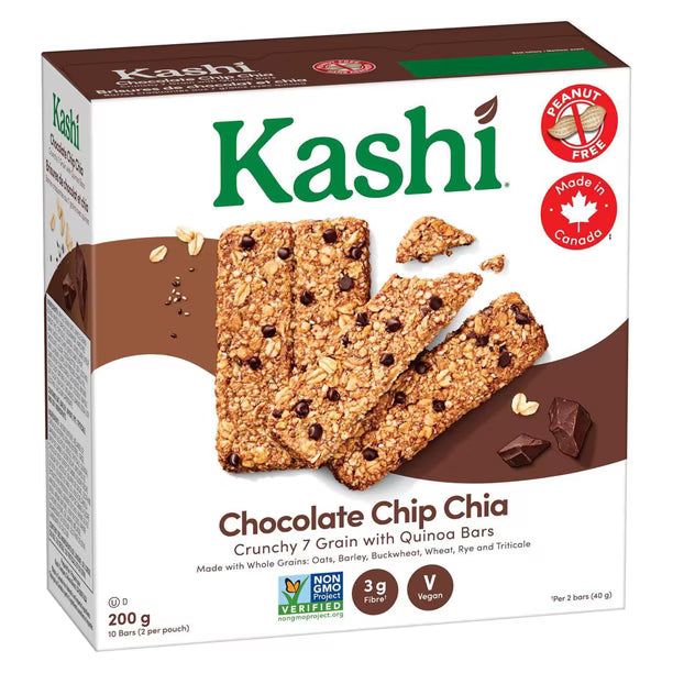 Kashi Seven Grain with Quinoa bars, Chocolate Chip Chia Non-GMO, 200g box