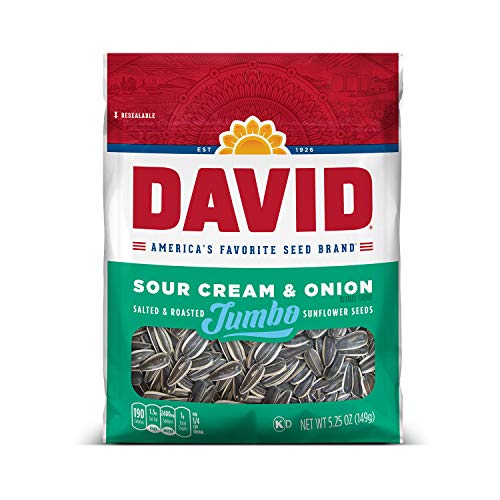 DAVID Sour Cream & Onion Jumbo Sunflower Seeds Keto Friendly 5.25-oz