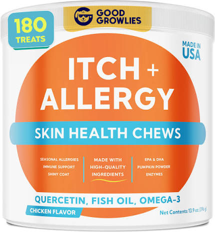 good Growlies Itch Allergy Skin Health Chews 180Soft Chews  for Dogs