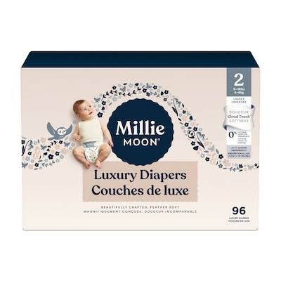 Millie Moon Luxury Diapers, Size 2, 96 Count