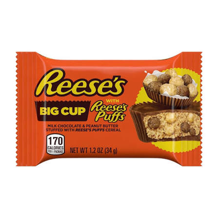 Reese's, Big Cup Milk Chocolate and Peanut Butter Stuffed with Puffs Cereal Candy, 1.2 Oz