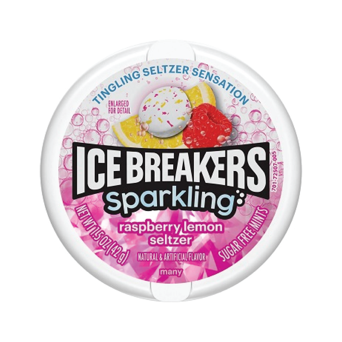 Ice Breakers, Sparkling Raspberry Lemon Seltzer Sugar Free Mints Tins, 1 Ct, 1.5 Oz