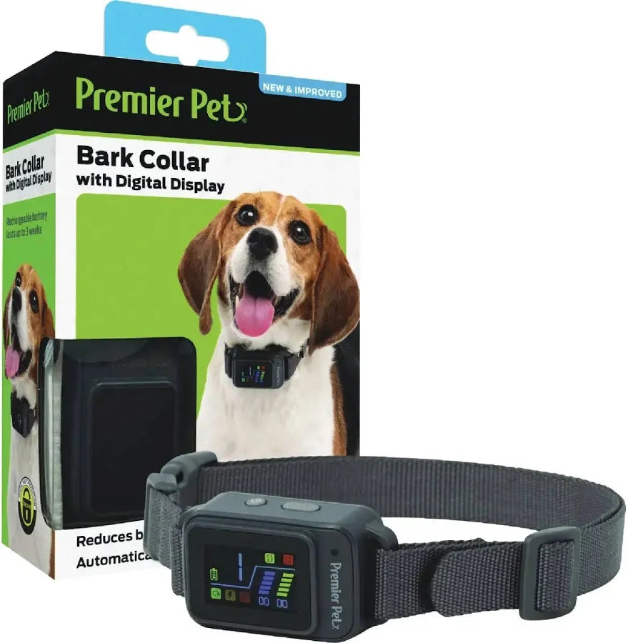 Premier Pet Rechargeable Bark Collar: Discourages Barking & Whining for All Size Dogs Rechargeable Adjustable Waterproof Gentle Static Correction