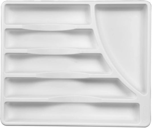 6 Compartment White Cutlery Tray