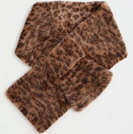 Leopard Print Faux Fur Scarf
