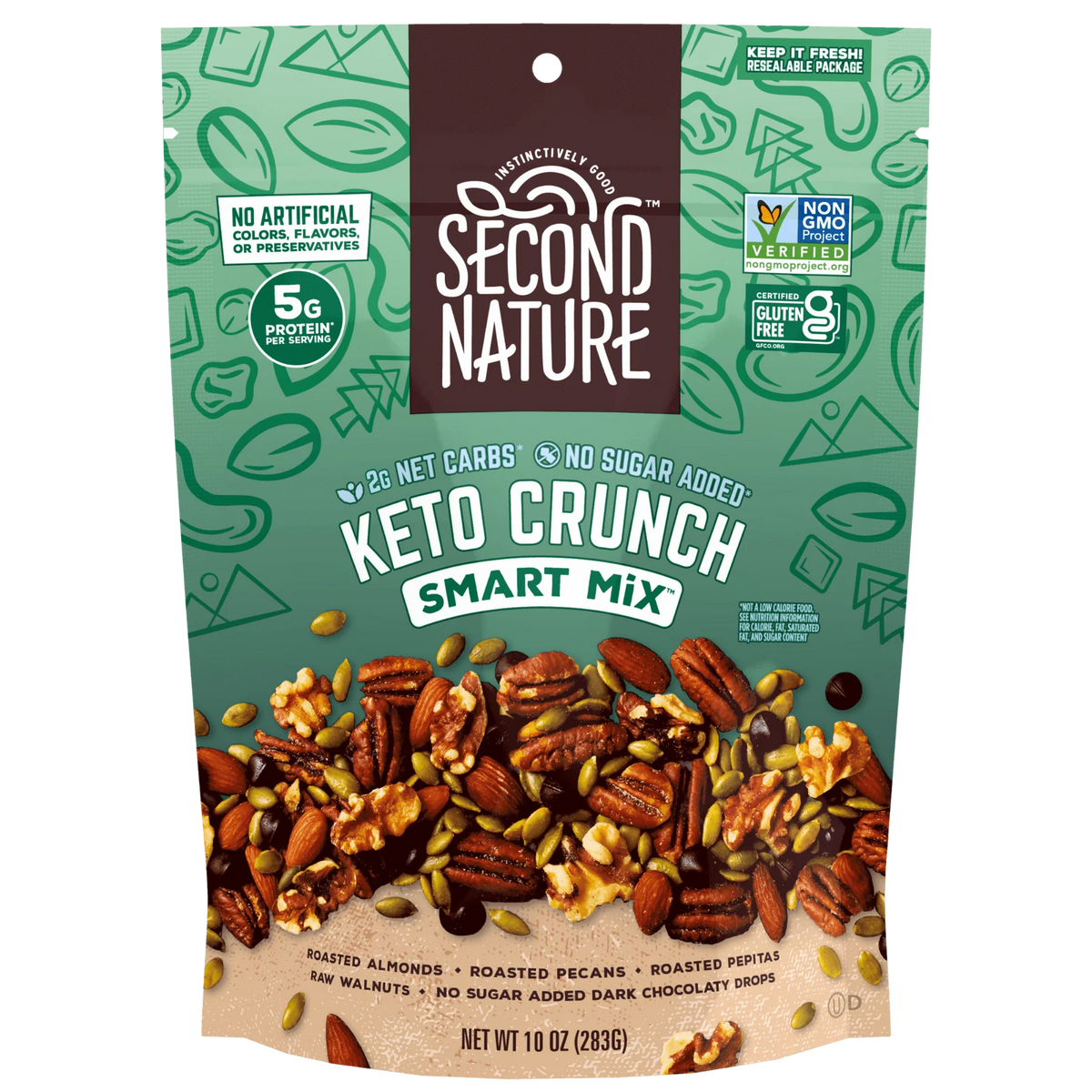 Second Nature, Keto Crunch Smart Mix Nut Medley, 10 Oz