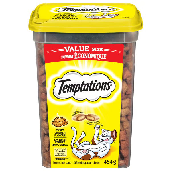 TEMPTATIONS Cat Treats, Tasty Chicken Flavour, 454g Tub